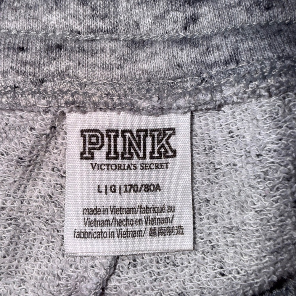 Victoria's Secret PINK Gray Sequin Logo Glitter Stripe Joggers Sweatpants Large - Picture 3 of 9